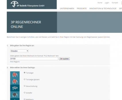 3P Technik Filtersysteme GmbH   3P Regenrechner Online